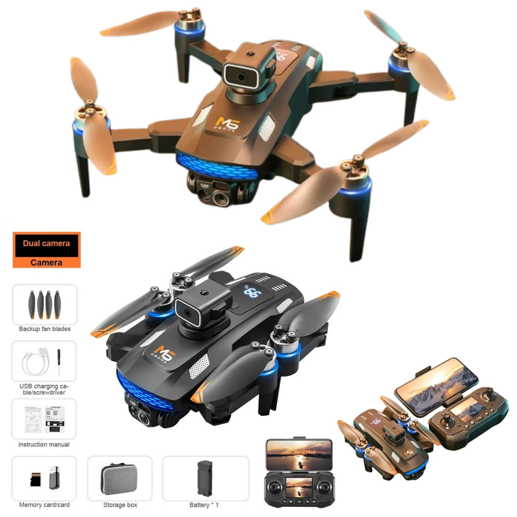 Drone M6 com Tela – Câmera Dupla Motor Brushless Fluxo Óptico e Desvio de Obstáculos