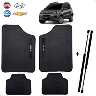 Jogo de Tapete Automotivo Fiat + Par Amortecedor Porta Malas Novo Uno Attractive 2010 em Diante em Oferta na Shopee