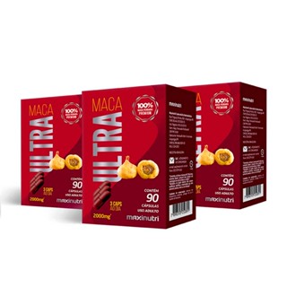 Kit 3 Maca Peruana Ultra 2000mg 100% Maca 90 Cápsulas Maxinutri