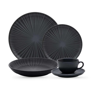 Aparelho de Jantar e Chá 30 Peças Oxford Flat Ônix em Oferta na Shopee