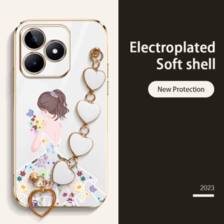 Caixa Xiaomi Redmi 12 4G POCO M6 PRO 5G Floral Girl Heart Bracelet Deluxe Protetor De Impacto De Silicone Galvanizado Nota 12R 5G