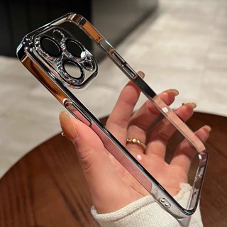 Capa Quadrada Transparente Para iPhone 15 13 14 Pro Max 14 Plus De Proteção Da Lente Câmera