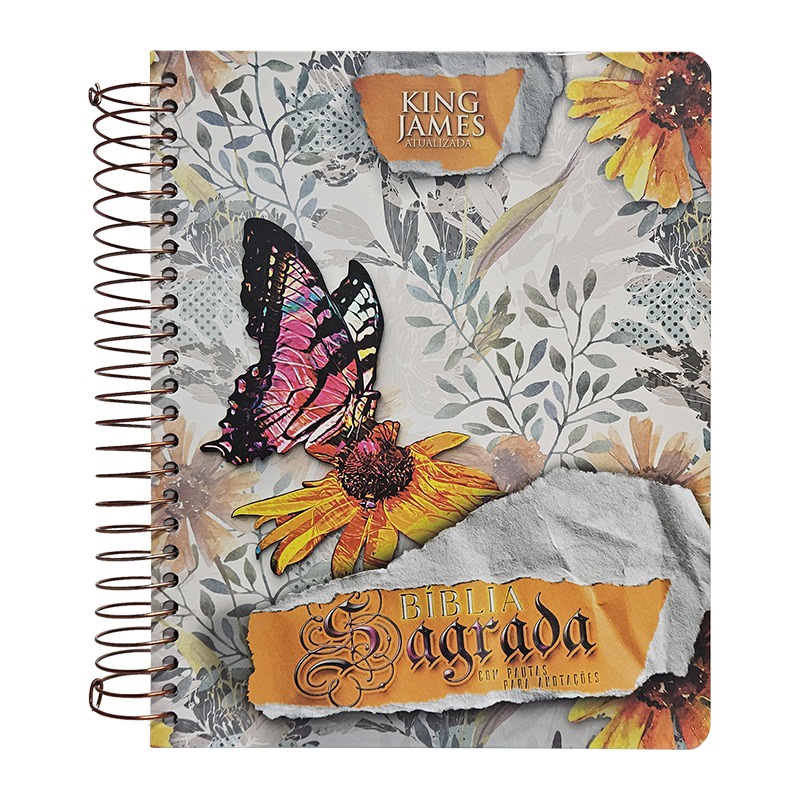 Bíblia Sagrada KJA | Com Espaço para Anotações | Letra Normal | Espiral | Floral