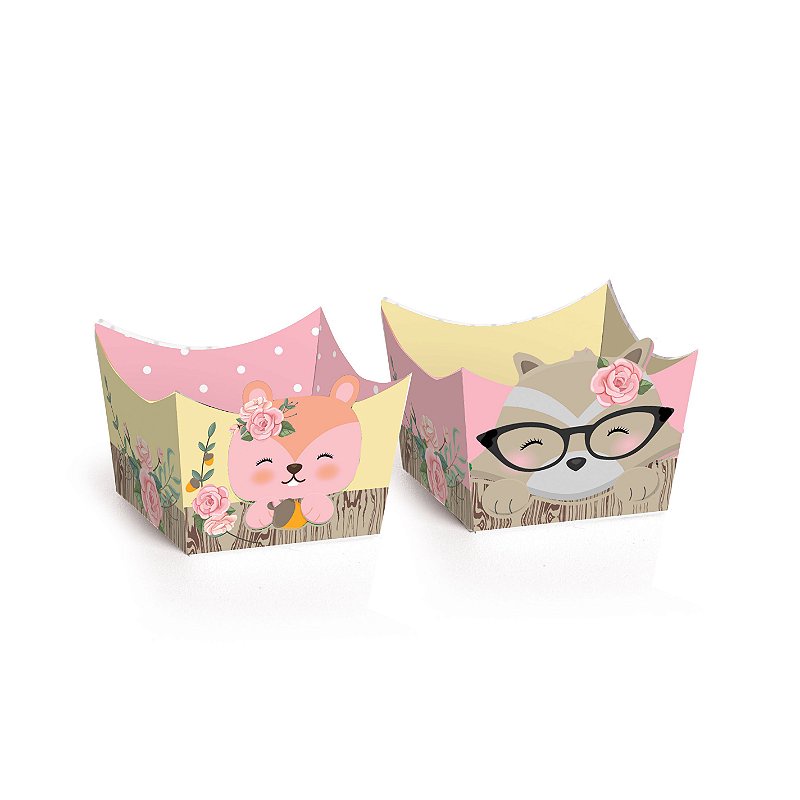 Forminha para Doces Cachepot Festa Bosque dos Sonhos - Guaxinim e Esquilo - 24 unidades - Cromus - Rizzo Festas em Oferta na Shopee