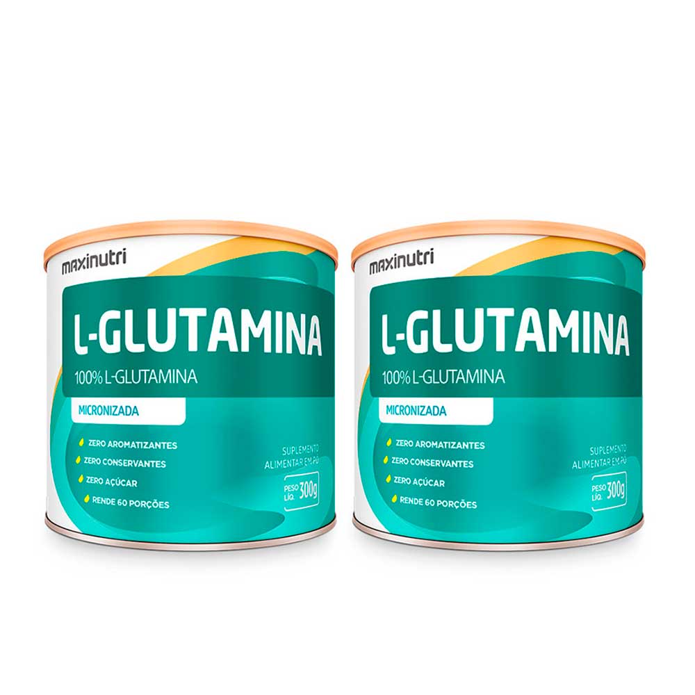 Kit 2 Suplemento Aminoácido L-Glutamina Zero Açúcar 300g 100% Pura Maxinutri