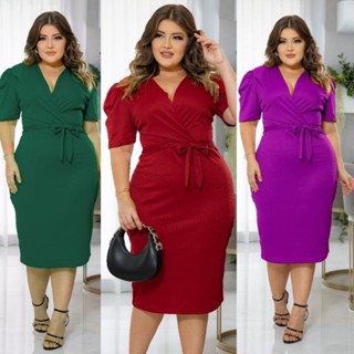 Vestido TAM 46/50 , vestido plus size transpassado LARISSA PLUS