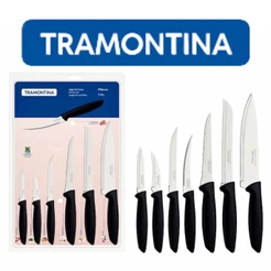 JOGO DE FACAS TRAMONTINA 7 PEÇAS PLENUS LAMINA DE AÇO INOX