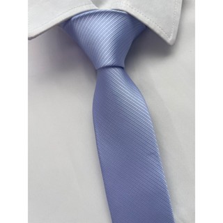 Gravata Slim Fit Azul Bebe Risco Largo