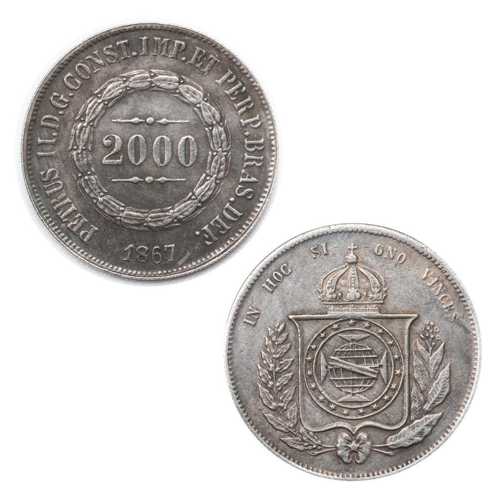 Moeda 2000 Réis 1867 - 36,6mm - Cópia