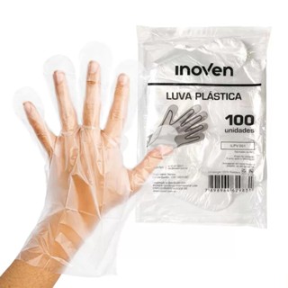 LUVA PLASTICA TRANSPARENTE TAMANHO UNICO - DESCARTAVEL C/100 Pares
