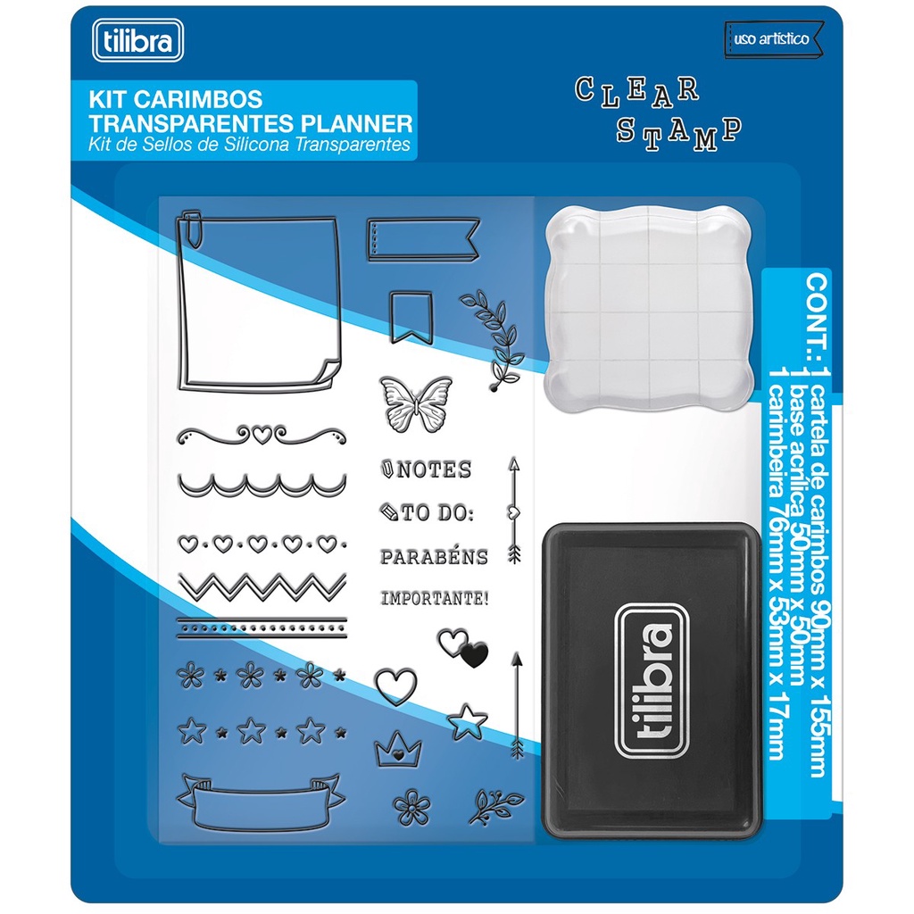Kit Cartela de Carimbos Transparente Planner - Tilibra