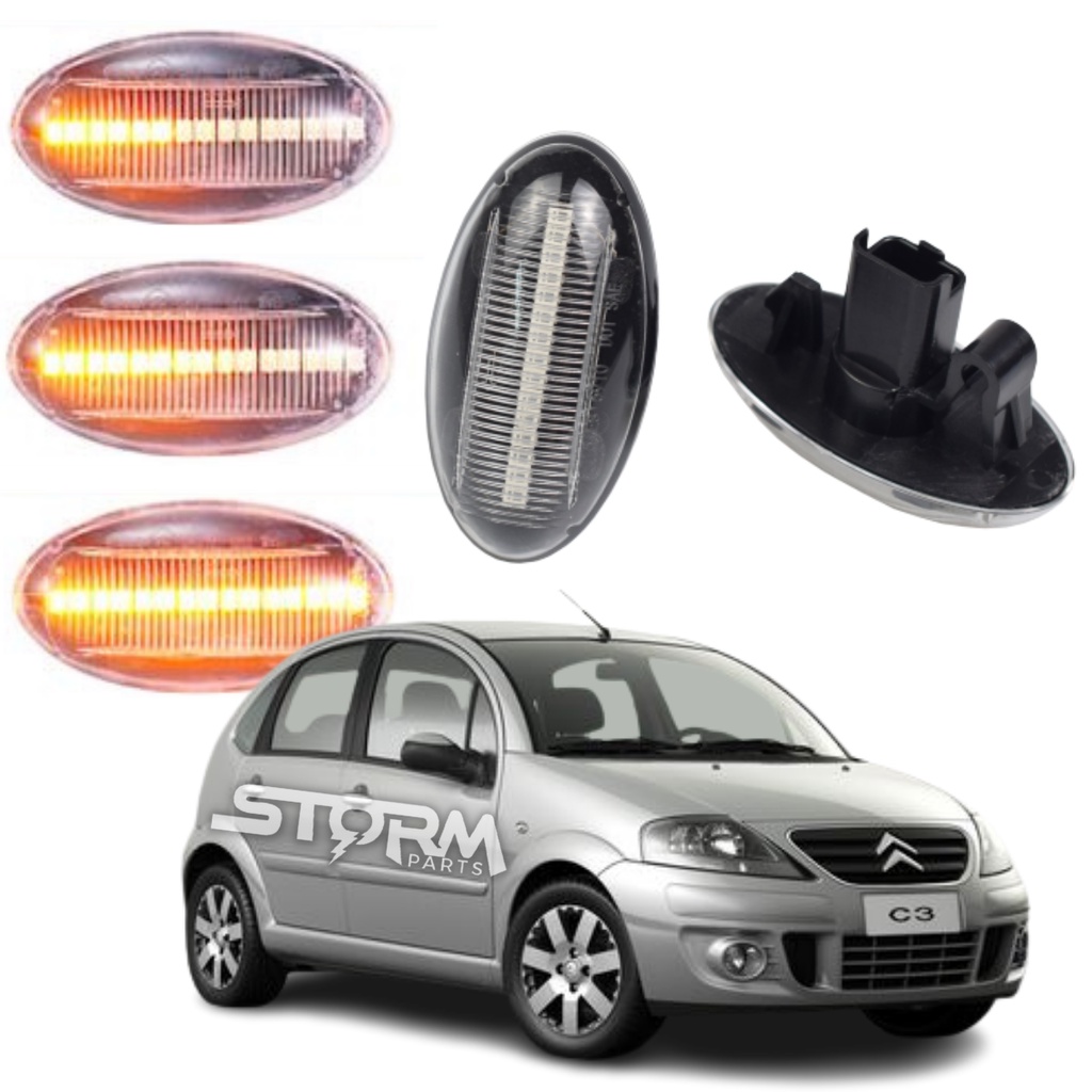 Par Seta Pisca Sequencial Citroen C3 lâmpada Transparente Cristal Led sinal repetidor lateral ano 2001 a 2012