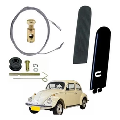 Pedal Chapa Acelerador + Capa + Reparo Fusca Carb. Simples