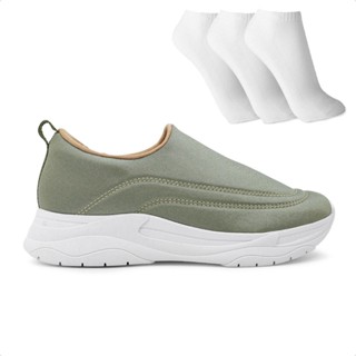 Tênis Usaflex Slip On Feminino + 3 Pares de Meias