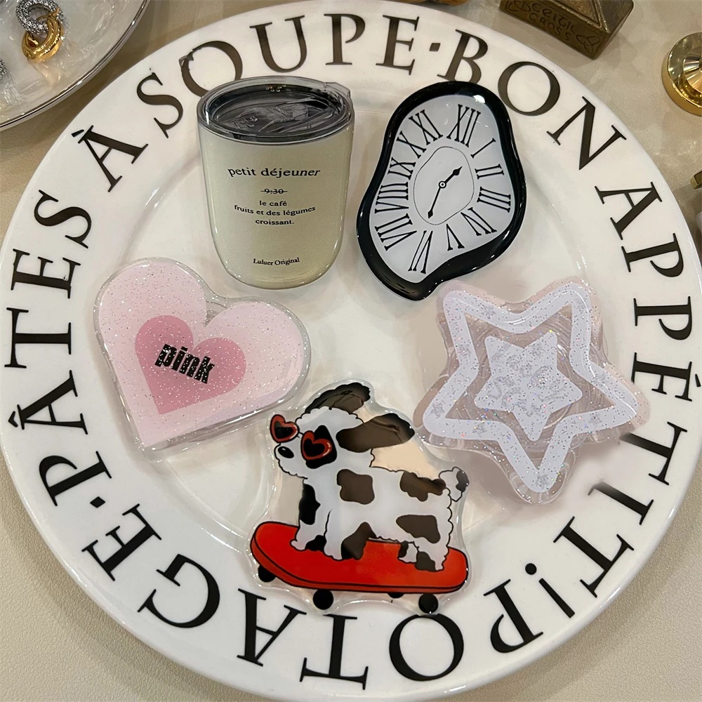 INS Glitter Cartoon Love Heart Phone Grip Tok Griptok Anel Porta Para iPhone Relógio De Cachorro Coreano Suporte Dobrável De Presente Universal Acessórios