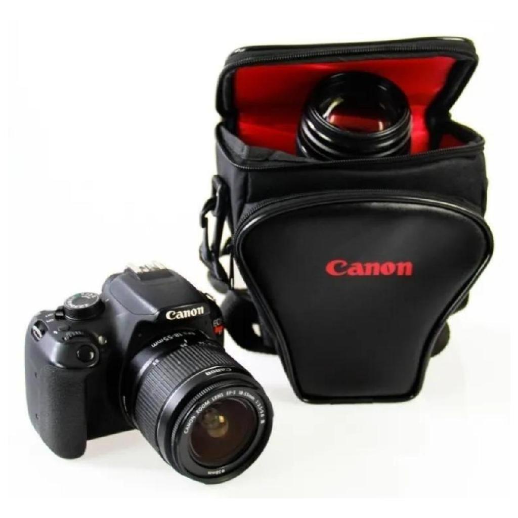 Bolsa Fotográfica Case Para Câmera Canon DSLR Lente e Bolso Acessórios