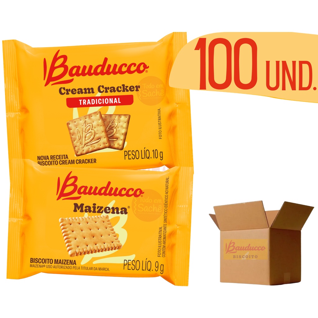 Biscoito Bauducco Sachê Cream Cracker + Maizena 100 unidades