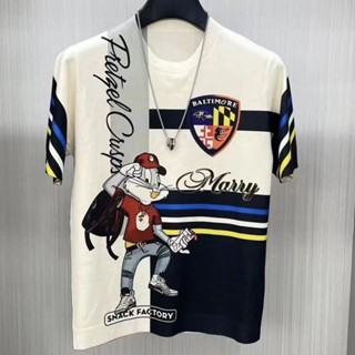 2024 Novo estilo, verão moda estampa camiseta de manga curta, top masculino de qualidade