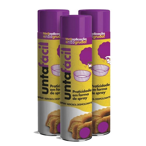 Desmoldante Spray Aerosol Unta Fácil 400ml contendo 3 frascos - Tamanho Grande