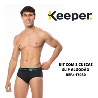 Kit com 3 cuecas slip 100% algodão Keeper 17030