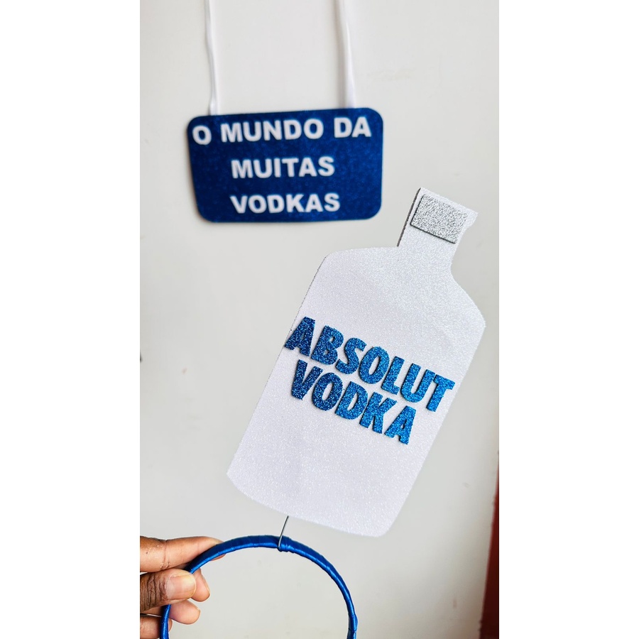 Kit Tiara Arco e Placa Absolut - Fantasia Carnaval Festa