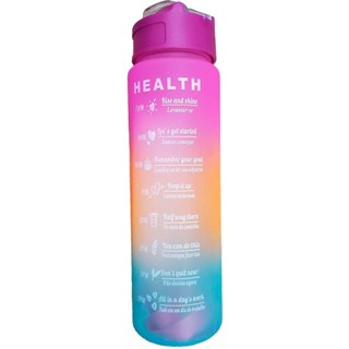Garrafa Grande 900ML de água com Frases Motivacionais com marcador e canudo. Garrafa de água de média capacidade Não Vaza Fang