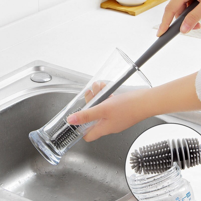 in Stock# Cup Brush Cup Fantastic Brush Water Cup Cleaning Long Handle Baby Bottle Brush No Dead Angle to Remove Tea Stains Soft Glue Small Brush 12cc