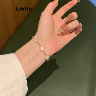 Lovito Casual Pulseira Feminina de Coração com Strass LFA08095 (Dourado)