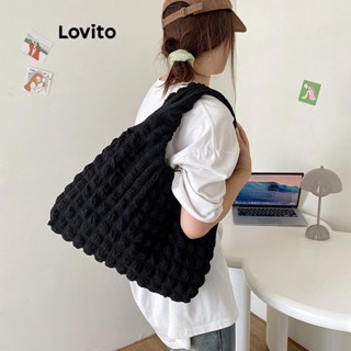 Lovito Bolsa De Ombro Casual Simples Seersucker Para Mulheres LFA08671 (Rosa/Amarelo/Preto)