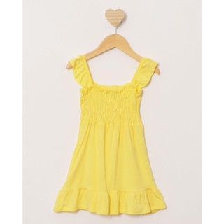 Vestido Bebê Alcinha Lastex Com Babados Amarelo
