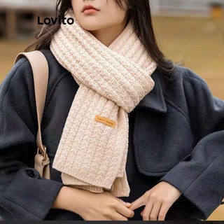 Lovito Lenços De Tricô Casuais Simples Com Remendos Versão Coreana Para Mulheres LFA10315
