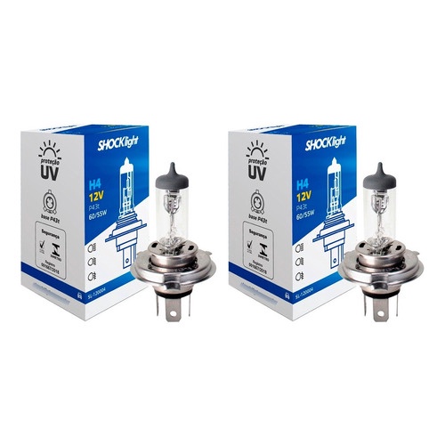 KIT 2 LÂMPADAS HALOGENA STANDART H4 12V 55W SHOCKLIGHT em Oferta na Shopee