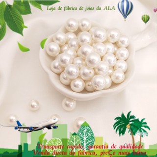 💖Joias DIY acessórios💖Balas semiporosas DIY incrustadas à mão contas a granel Conchas naturais banhadas com contas redondas brancas pérola Materiais de ornamentos de brincos caseiros [Pérolas naturais/Colar Pulseira Brincos]