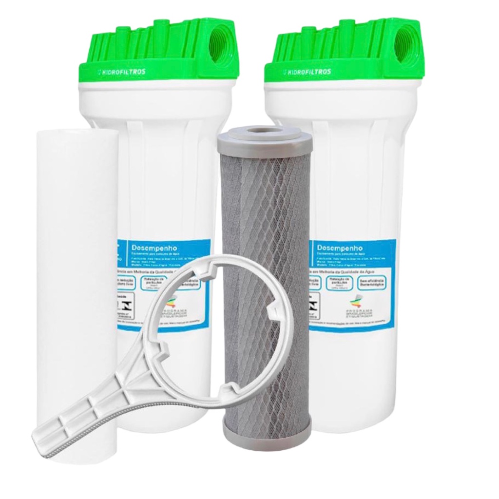 Kit 2 Filtro Caixa Dágua Ponto Uso 1 polipropileno 1 carvão ativado