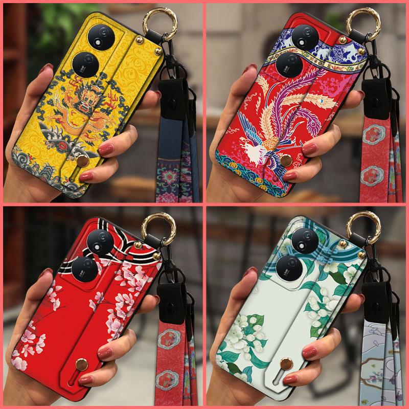 Wrist Strap Silicone Phone Case For Honor Play50 Plus Wristband Lanyard Anti-dust Phone Holder Chinese style ring Anti-knock