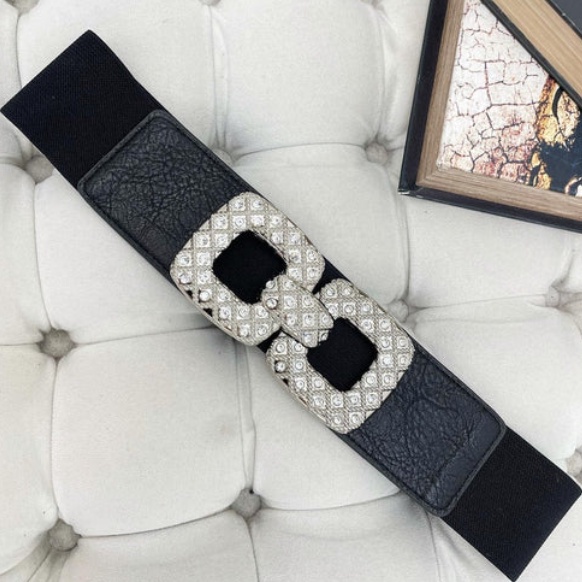 Cinto Feminino Preto Elástico Com Fivela Metal De Encaixe HL-184