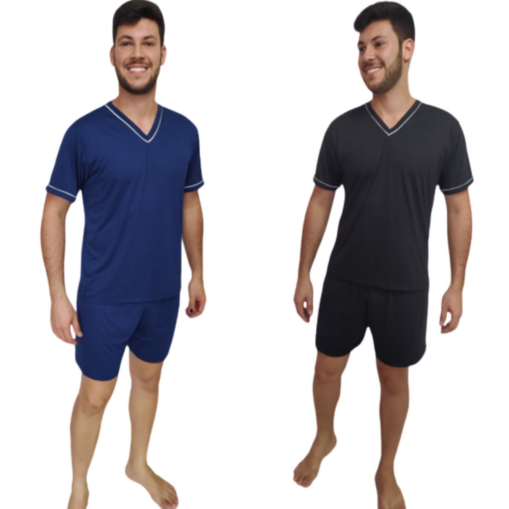 Kit 2 Pijamas Masculino Manga curta  Short de Verão
