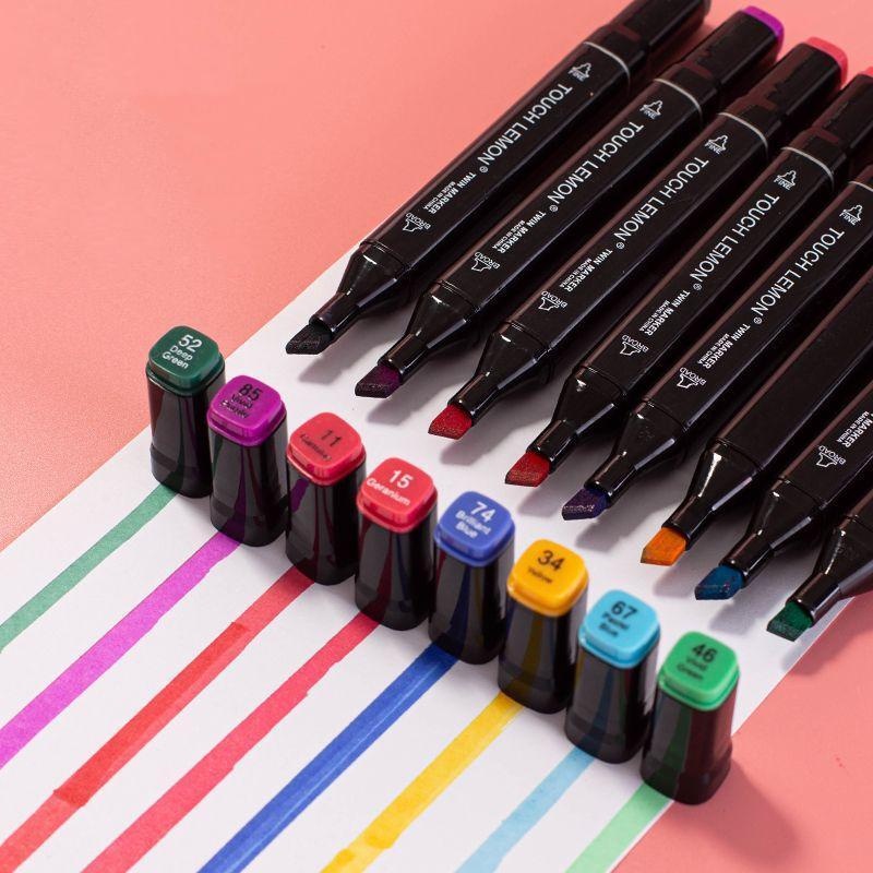 24 Cores Caneta Marcadora De Cabeça Dupla Oleosa Montagem Artística Para Estudantes Materi...