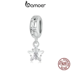 Bamoer 925 Sterling Sliver Charm Star Pendant Com Acessórios De Tampa De Silicone Para Pulseira