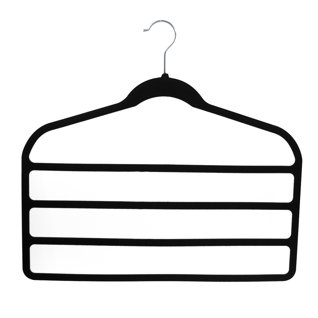 Kit 5 Cabides Veludo Preto Slim antideslizantes p/ 4 calças