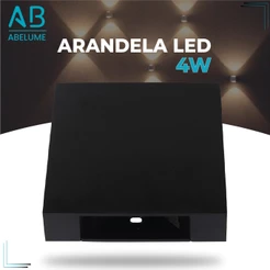Arandela LED 4W Slim 4 Focos Ajustáveis + Luz Embutida - Modelo Europeu Moderno Interno e Externo Paredes e Muros Preto Branco e Marrom