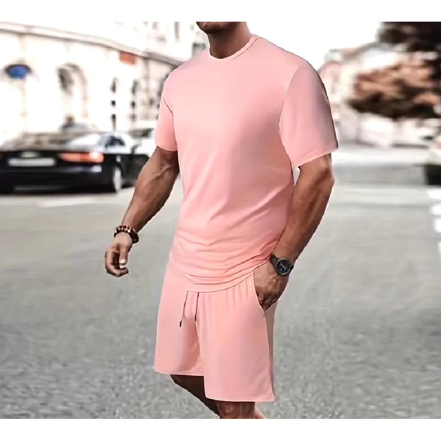 Conjunto masculino Camiseta Algodão + Short Moletom Promoção(podem haver uma pouca diferenças nos tons de cores
