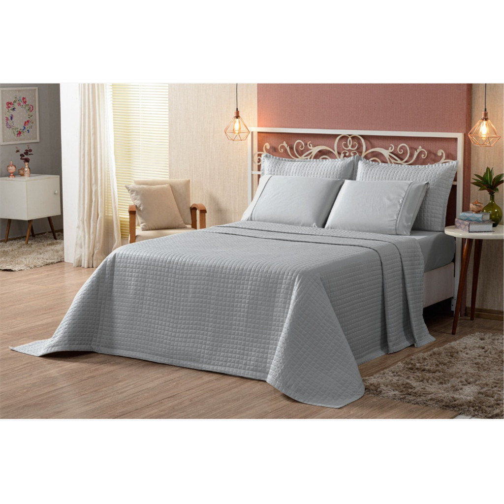 Kit Cobre Leito Casal King Size Colcha Super King Dupla Face