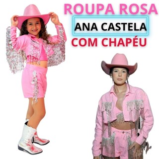 Roupa Rosa Ana Castela Conjunto Boiadeira Infantil Fantasia  Country Menina Chapéu tema aniversario em Oferta na Shopee