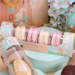 10 CAIXA PARA 3 MINI OVOS / MACARONS COM VISOR DELICADEZA 4895 (PASCOA JANGO OUTLET)