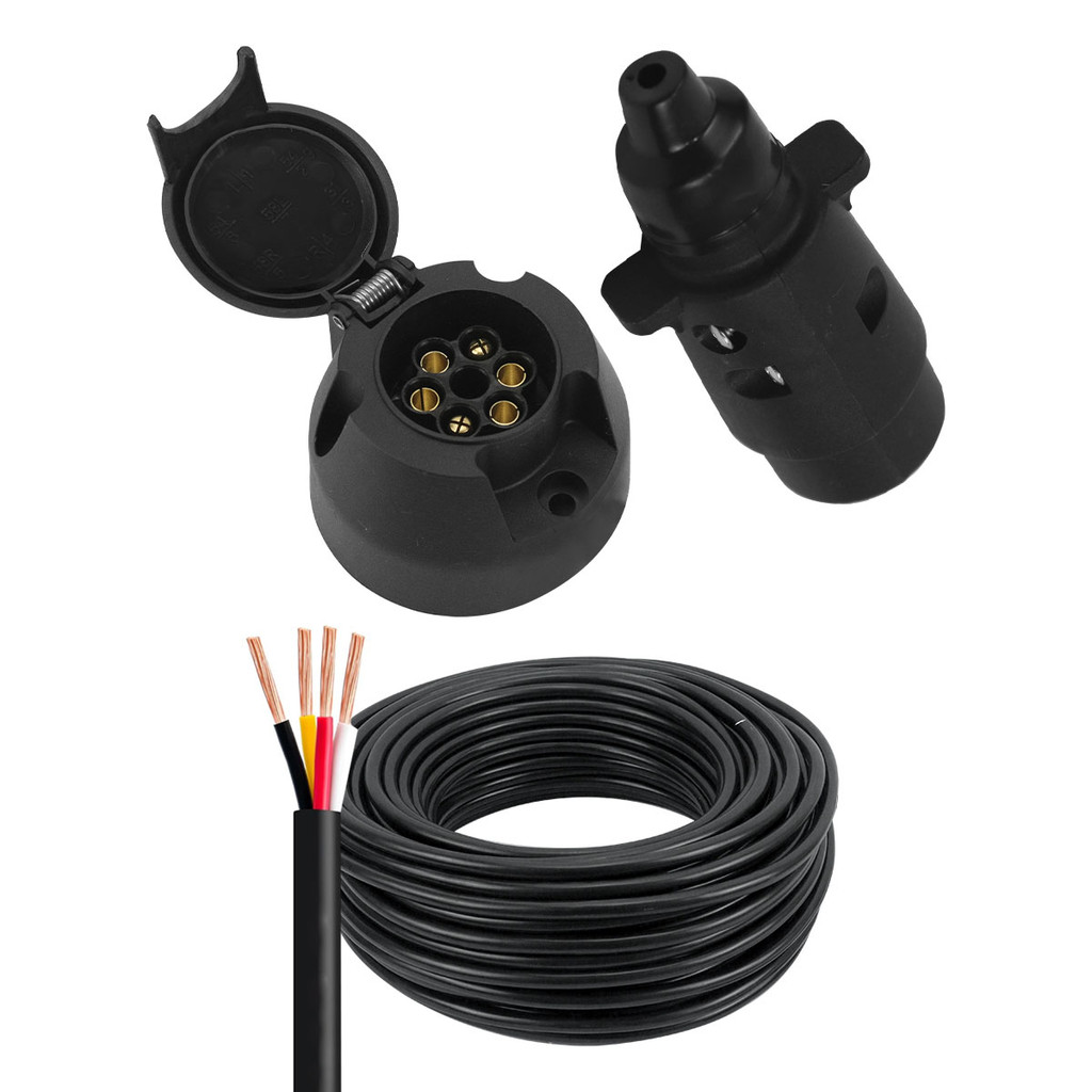 Tomada Engate Reboque 6 Vias + Cabo PP 4x1 Carreta Completo Kit Escolha Quantidade 5 10 15 20 25m em Oferta na Shopee