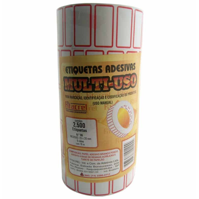 Etiqueta Adesivo Preco N06 5 Rolo 10M 39X20 Fitacrel em Oferta na Shopee