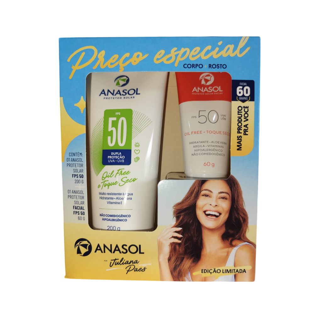 Kit Protetor Solar FPS 50 Corporal 200g + Facial 60g- Anasol