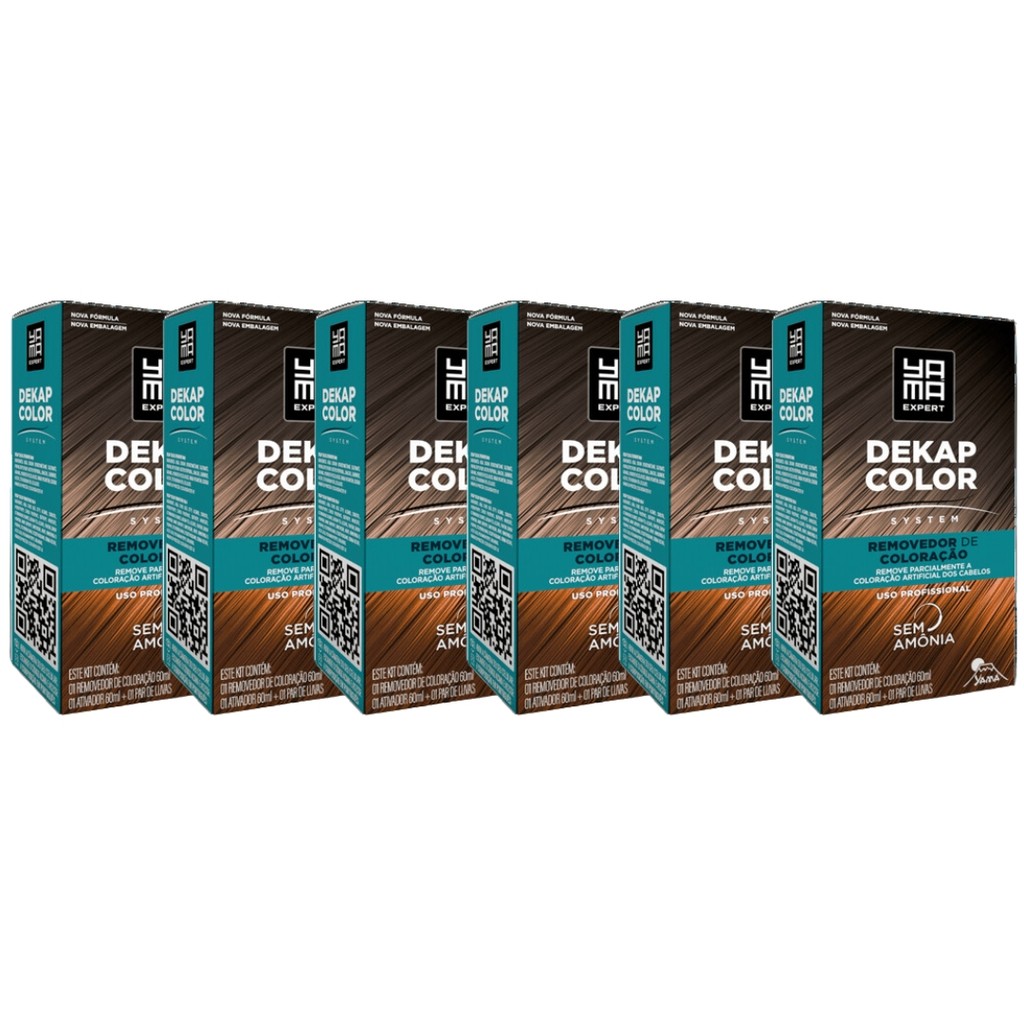 Kit 6 DekapColor Yama Removedor De Coloração Capilar Cabelo Profissional Sem Amonia 120ml