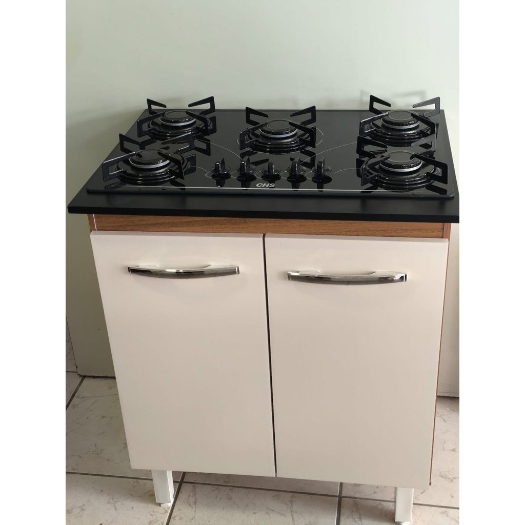 Saldo de Fogão Cooktop A Gás 5 Bocas  + Balcão em Madeira MDP